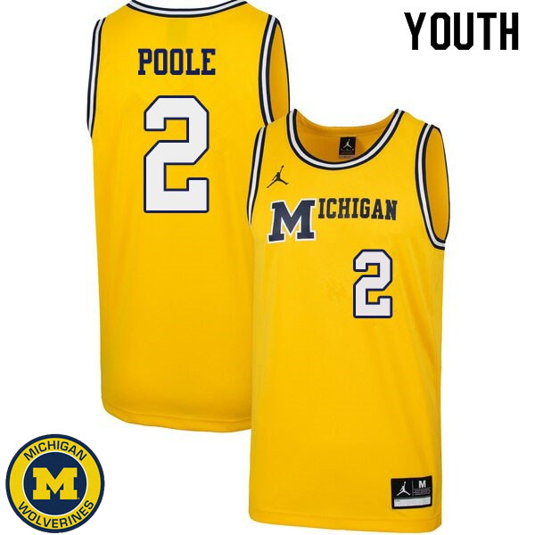 Youth Michigan Wolverines #2 Jordan Poole Yellow 1989 Retro Player Basketball Jersey